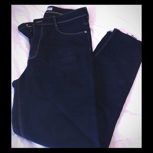 Zara Basic Dark Denim Raw Hem Ultra Skinny Jeans